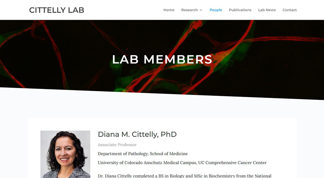 screenshot of the lab members page of the Cittelly  lab website.